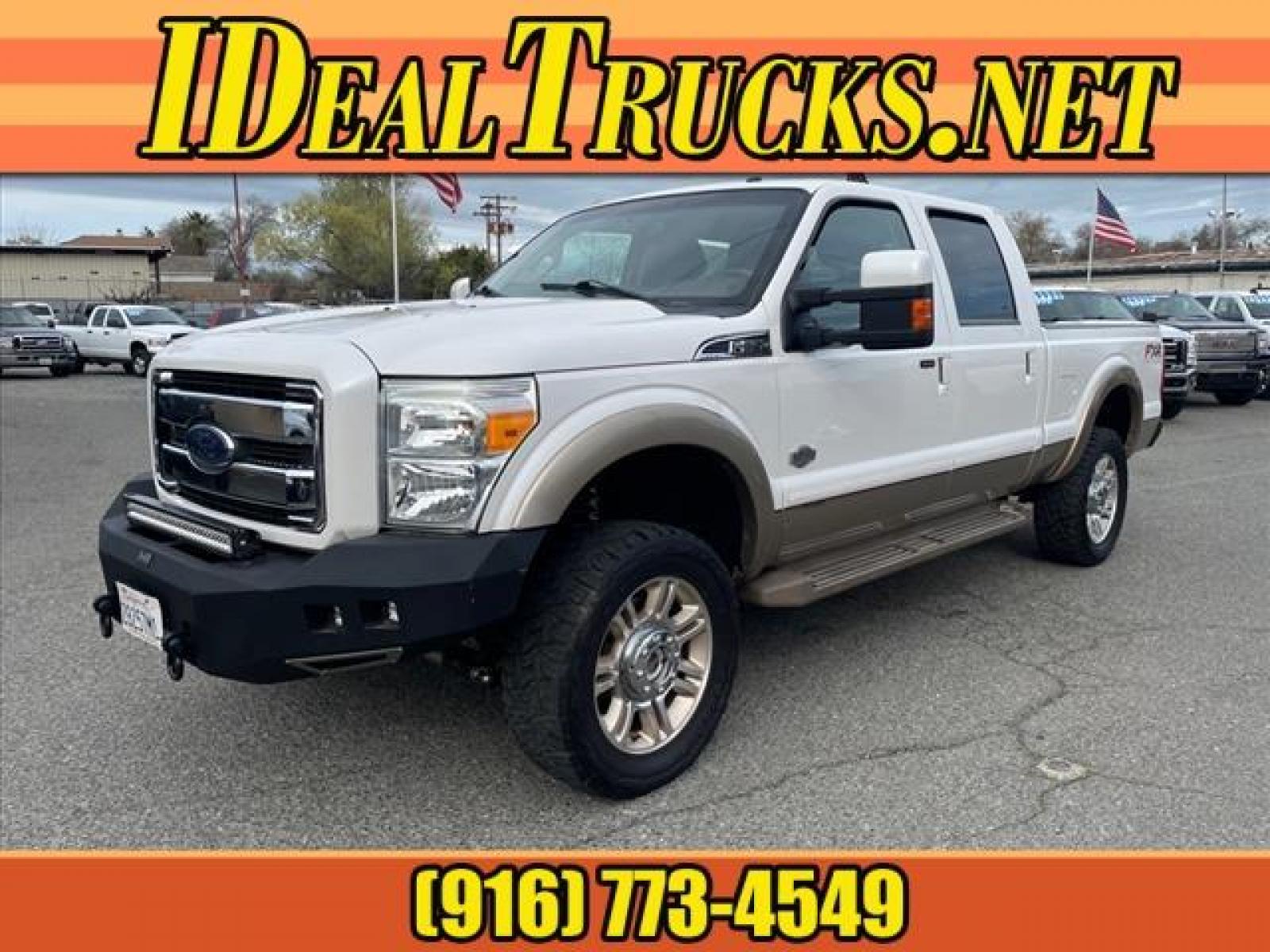 2014 Oxford White/Pale Adobe Metallic Ford F-250 Super Duty King Ranch (1FT7W2BT2EE) with an 6.7L Power Stroke 6.7L Biodiesel Turbo V8 400hp 800ft. lbs. Common Rail Direct Injection engine, 6-Speed Shiftable Automatic transmission, located at 800 Riverside Ave, Roseville, CA, 95678, (916) 773-4549, 38.732265, -121.291039 - DIESEL CREW CAB 4X4 FX4 KING RANCH SERVICE RECORDS - Photo #0