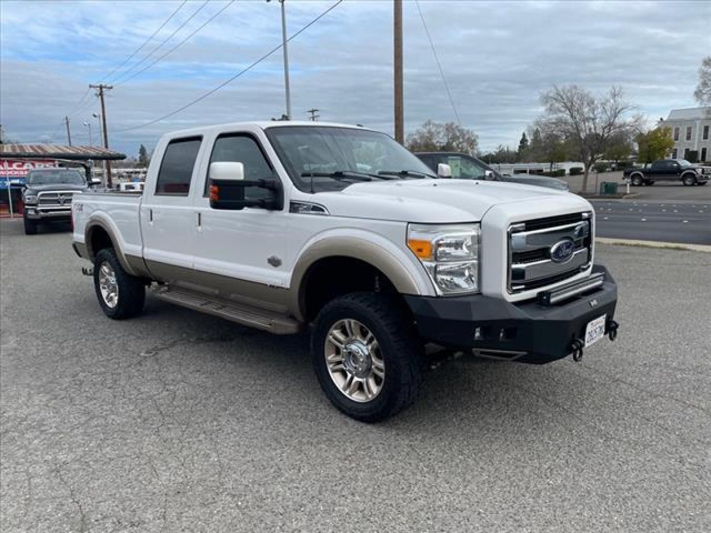 2014 Oxford White/Pale Adobe Metallic Ford F-250 Super Duty King Ranch (1FT7W2BT2EE) with an 6.7L Power Stroke 6.7L Biodiesel Turbo V8 400hp 800ft. lbs. Common Rail Direct Injection engine, 6-Speed Shiftable Automatic transmission, located at 800 Riverside Ave, Roseville, CA, 95678, (916) 773-4549, 38.732265, -121.291039 - DIESEL CREW CAB 4X4 FX4 KING RANCH SERVICE RECORDS - Photo#1