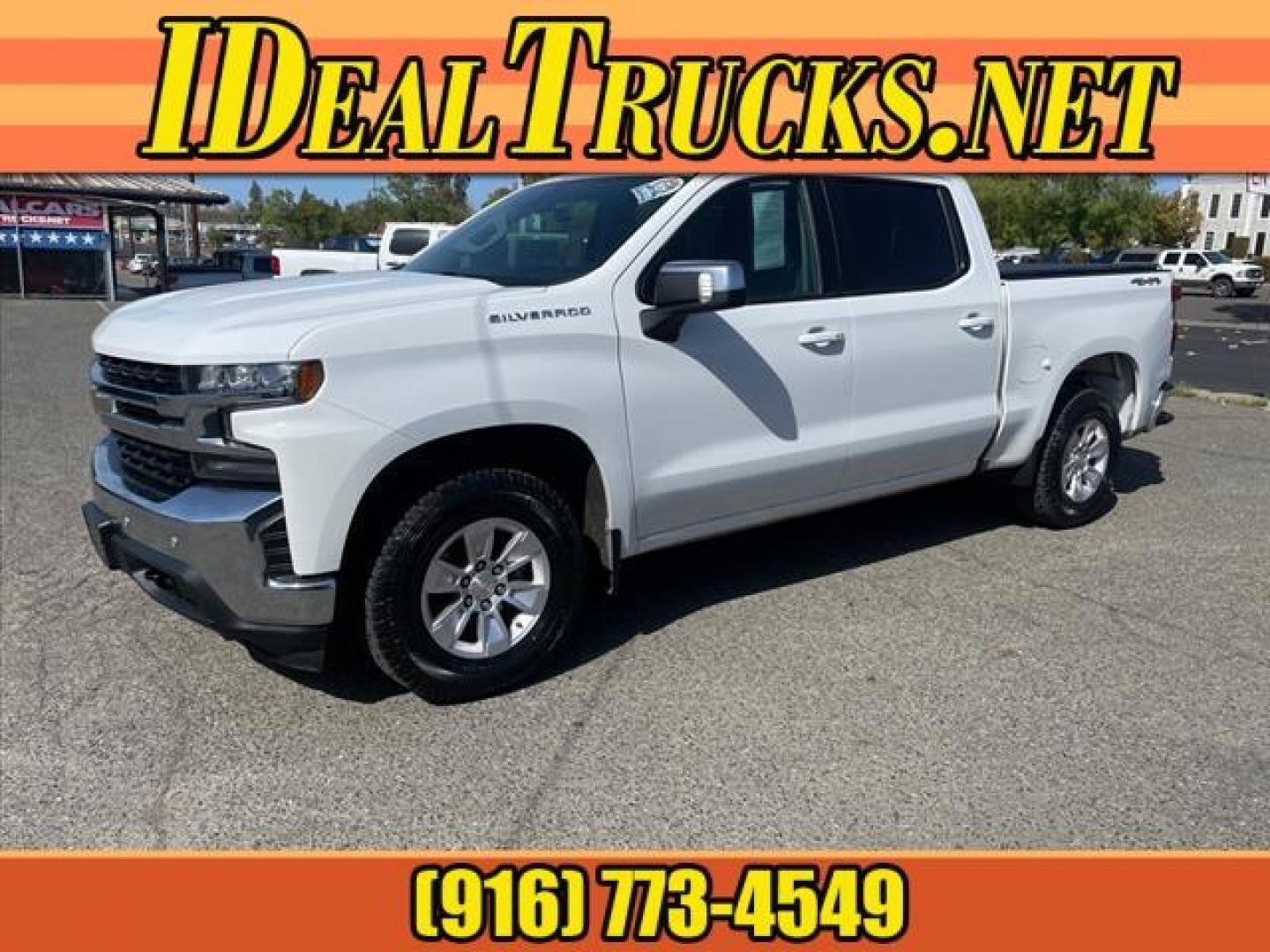 2019 Summit White Chevrolet Silverado 1500 LT (1GCUYDED8KZ) with an 5.3L EcoTec3 5.3L V8 355hp 383ft. lbs. Direct Injection engine, 8-Speed Shiftable Automatic transmission, located at 800 Riverside Ave, Roseville, CA, 95678, (916) 773-4549, 38.732265, -121.291039 - 4X4 CREW CAB LT NEW TIRES ONE OWNER SERVICE RECORDS ON CLEAN CARFAX - Photo#0