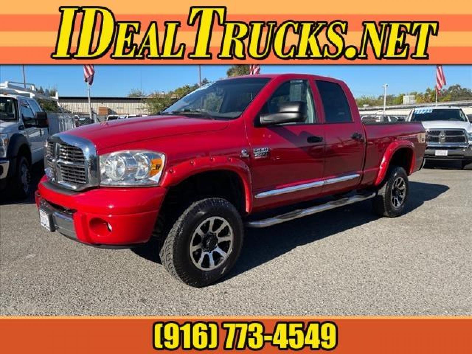 2009 Flame Red Clear Coat Dodge Ram 2500 Laramie (3D7KS28LX9G) with an 6.7L Cummins 6.7L Diesel Turbo I6 350hp 650ft. lbs. Common Rail Direct Injection engine, 6-Speed Shiftable Automatic transmission, located at 800 Riverside Ave, Roseville, CA, 95678, (916) 773-4549, 38.732265, -121.291039 - CUMMINS DIESEL 4X4 LARAMIE SERVICE RECORDS ON CLEAN CARFAX - Photo #0