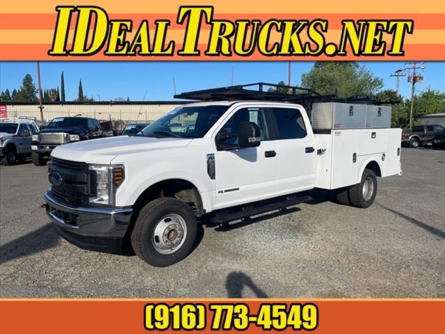 2019 White Ford F-350 Super Duty XL (1FD8W3HT2KE) with an 6.7L Power Stroke 6.7L Biodiesel Turbo V8 330hp 750ft. lbs. Common Rail Direct Injection engine, 6-Speed Shiftable Automatic transmission, located at 800 Riverside Ave, Roseville, CA, 95678, (916) 773-4549, 38.732265, -121.291039 - DIESEL CREW CAB DUALLY 4X4 UTILITY BED SERVICE RECORDS ON CLEAN CARFAX - Photo#0