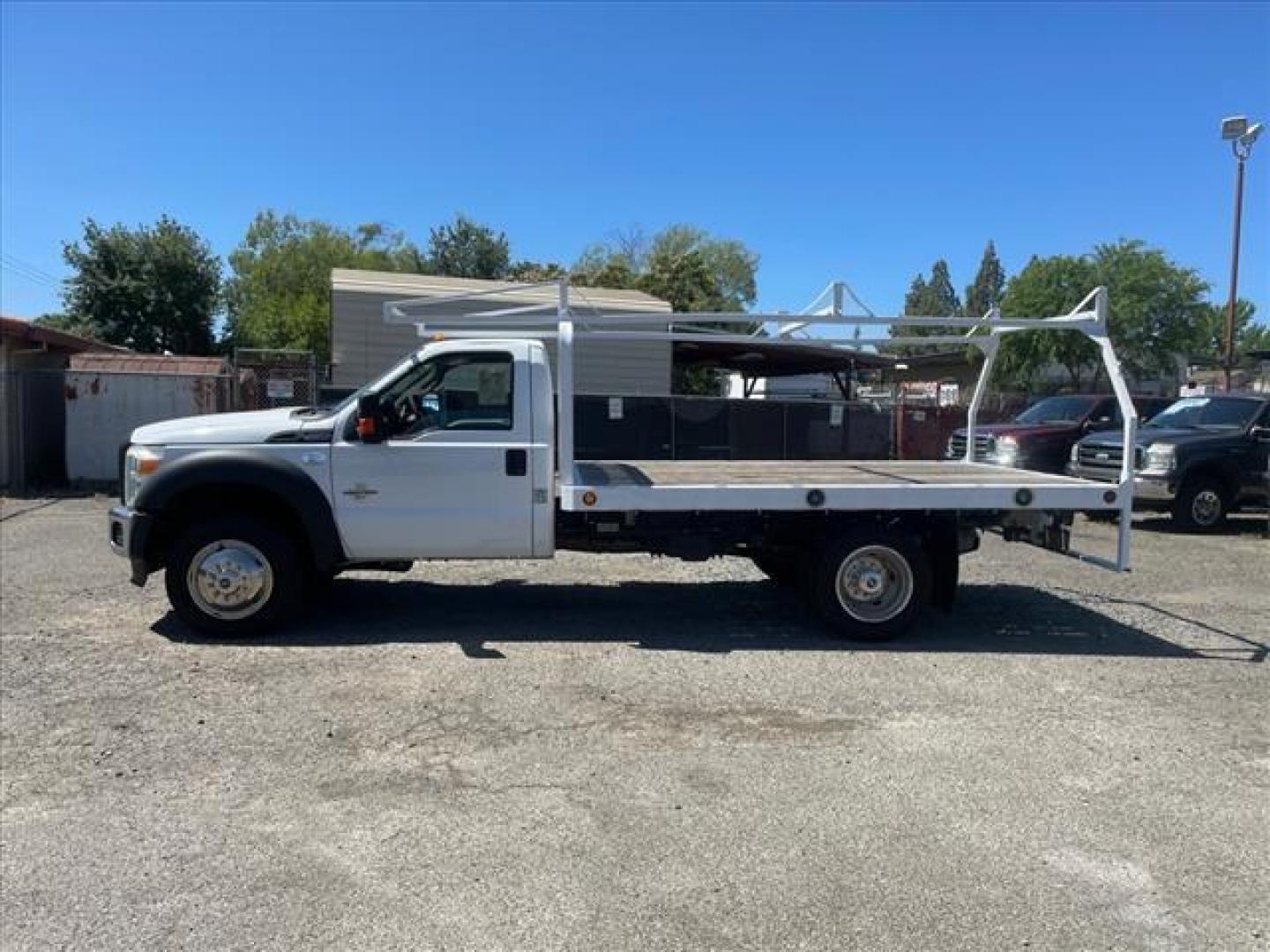 2015 Oxford White Ford F-450 Super Duty XL (1FDUF4GT9FE) with an 6.7L Power Stroke 6.7L Biodiesel Turbo V8 440hp 860ft. lbs. Common Rail Direct Injection engine, 6-Speed Shiftable Automatic transmission, located at 800 Riverside Ave, Roseville, CA, 95678, (916) 773-4549, 38.732265, -121.291039 - DIESEL FLATBED DUALLY ONE OWNER SERVICE RECORDS ON CLEAN CARFAX - Photo#3