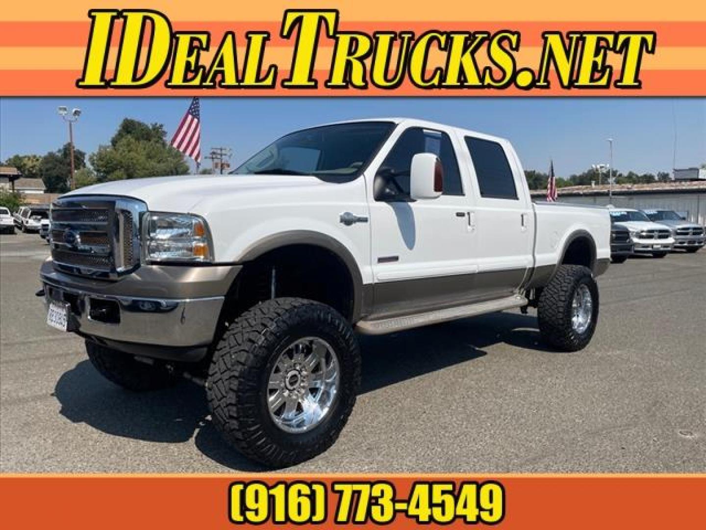 2006 Oxford White Clearcoat/Arizona Beige Ford F-250 Super Duty King Ranch (1FTSW21P96E) with an 0.0 8 Cylinder Direct Injection engine, 5-Speed Automatic transmission, located at 800 Riverside Ave, Roseville, CA, 95678, (916) 773-4549, 38.732265, -121.291039 - DIESEL CREW CAB 4X4 KING RANCH 94K MILES BULLET PROOF EGR COOLER LIFTED - Photo#0