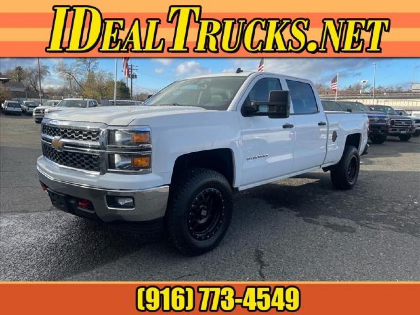 2014 Summit White Chevrolet Silverado 1500 LT (3GCUKREC7EG) with an 5.3L EcoTec3 5.3L Flex Fuel V8 355hp 383ft. lbs. Direct Injection engine, 6-Speed Shiftable Automatic w/Overdrive transmission, located at 800 Riverside Ave, Roseville, CA, 95678, (916) 773-4549, 38.732265, -121.291039 - 4X4 CREW CAB LT 95K MILES - Photo#0