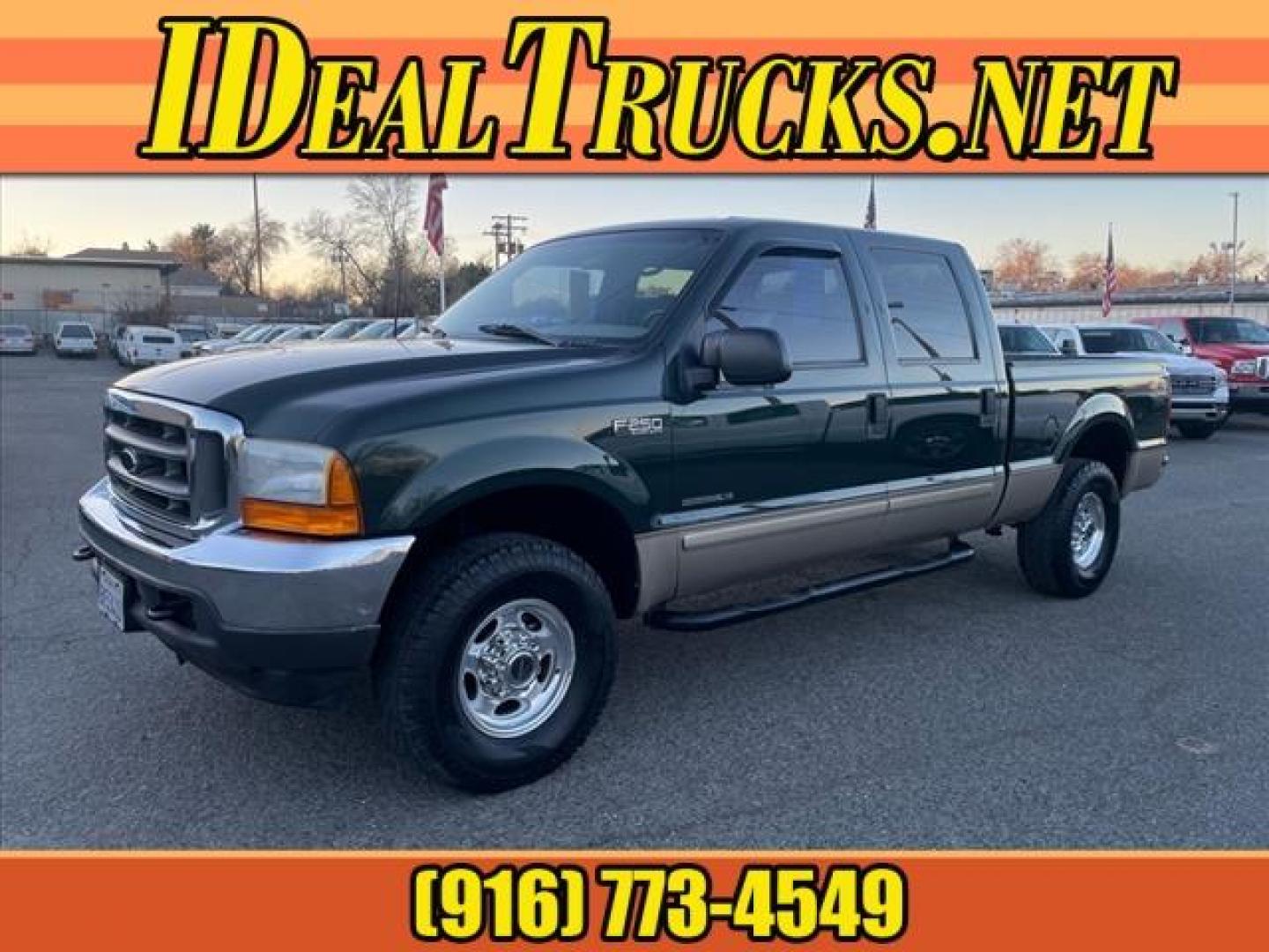 2001 Dark Highland Green Clearcoat Metallic Ford F-250 Super Duty XLT (1FTNW21F21E) with an Power Stroke 7.3L Diesel Turbo V8 250hp 505ft. lbs. Other engine, 4-Speed Automatic transmission, located at 800 Riverside Ave, Roseville, CA, 95678, (916) 773-4549, 38.732265, -121.291039 - 7.3 DIESEL CREW CAB 4X4 OFF ROAD XLT LOW MILES CLEAN CARFAX - Photo#0