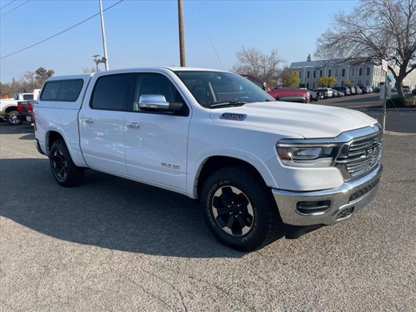 2020 Bright White Clear Coat RAM 1500 Laramie (1C6SRFJM7LN) with an 3.0L EcoDiesel 3.0L Biodiesel Turbo V6 260hp 480ft. lbs. Common Rail Direct Injection engine, 8-Speed Shiftable Automatic transmission, located at 800 Riverside Ave, Roseville, CA, 95678, (916) 773-4549, 38.732265, -121.291039 - Photo#1