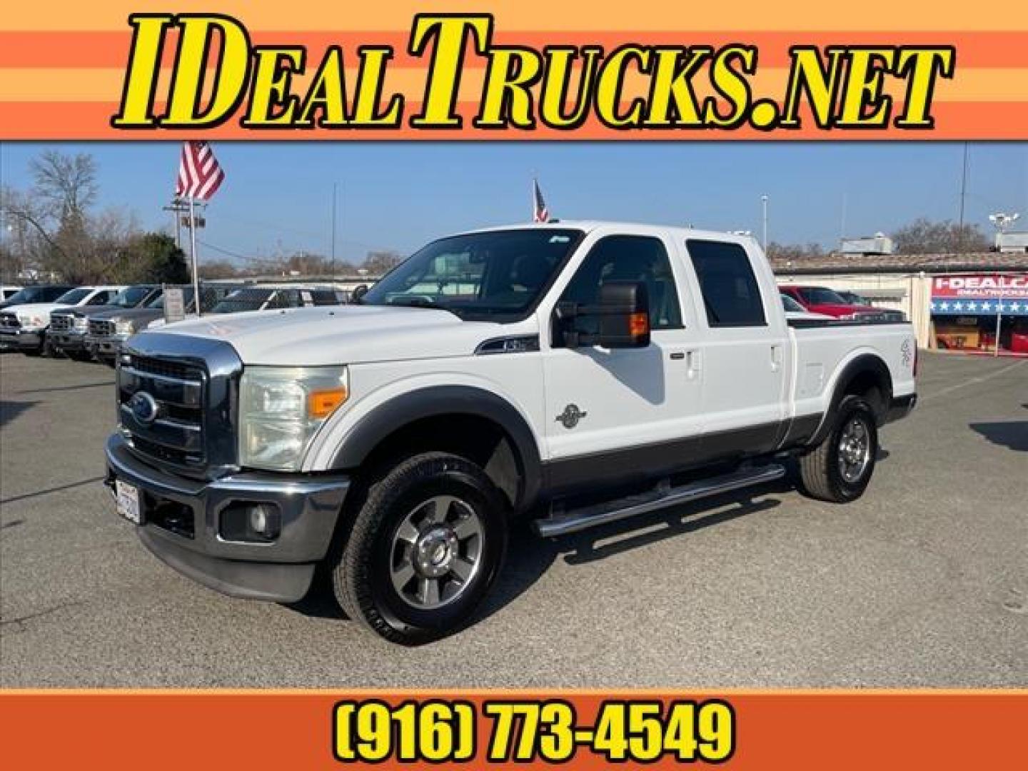 2011 Oxford White/Sterling Grey Ford F-250 Super Duty Lariat (1FT7W2BT3BE) with an 6.7L Power Stroke 6.7L Biodiesel Turbo V8 400hp 800ft. lbs. Common Rail Direct Injection engine, 6-Speed Shiftable Automatic transmission, located at 800 Riverside Ave, Roseville, CA, 95678, (916) 773-4549, 38.732265, -121.291039 - Photo#0