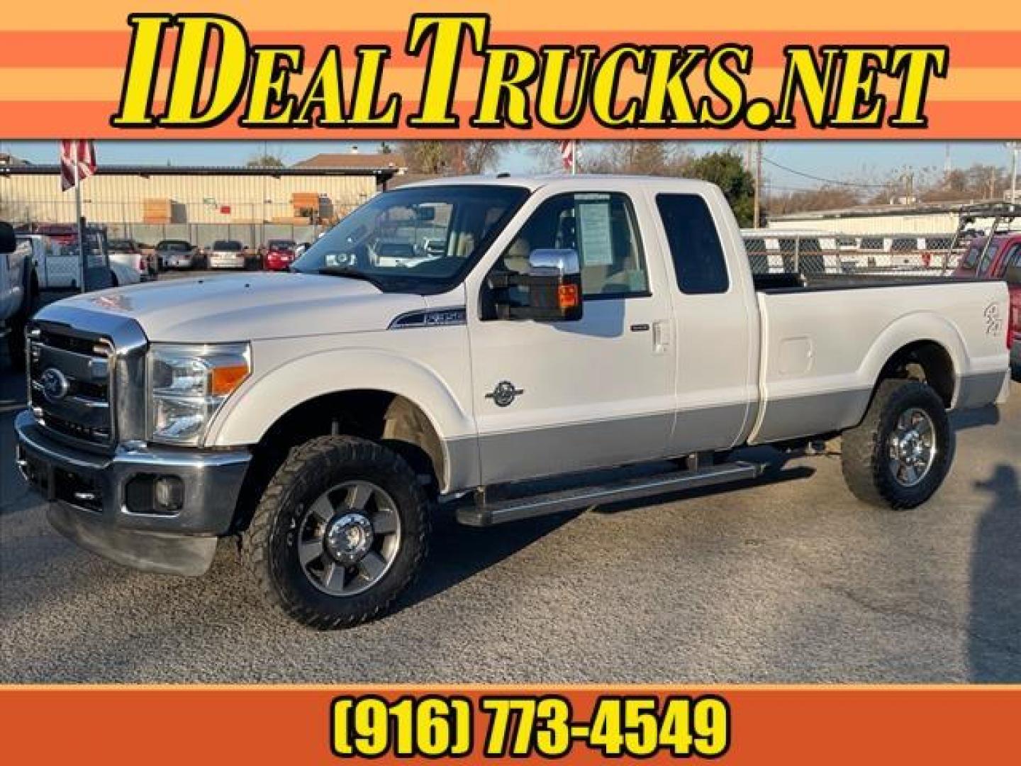 2011 Oxford White/Sterling Grey Ford F-350 Super Duty Lariat (1FT8X3BT9BE) with an 6.7L Power Stroke 6.7L Biodiesel Turbo V8 400hp 800ft. lbs. Common Rail Direct Injection engine, 6-Speed Shiftable Automatic transmission, located at 800 Riverside Ave, Roseville, CA, 95678, (916) 773-4549, 38.732265, -121.291039 - DIESEL SUPER CAB 4X4 LARIAT ONE OWNER SERVICE RECORDS ON CLEAN CARFAX - Photo#0