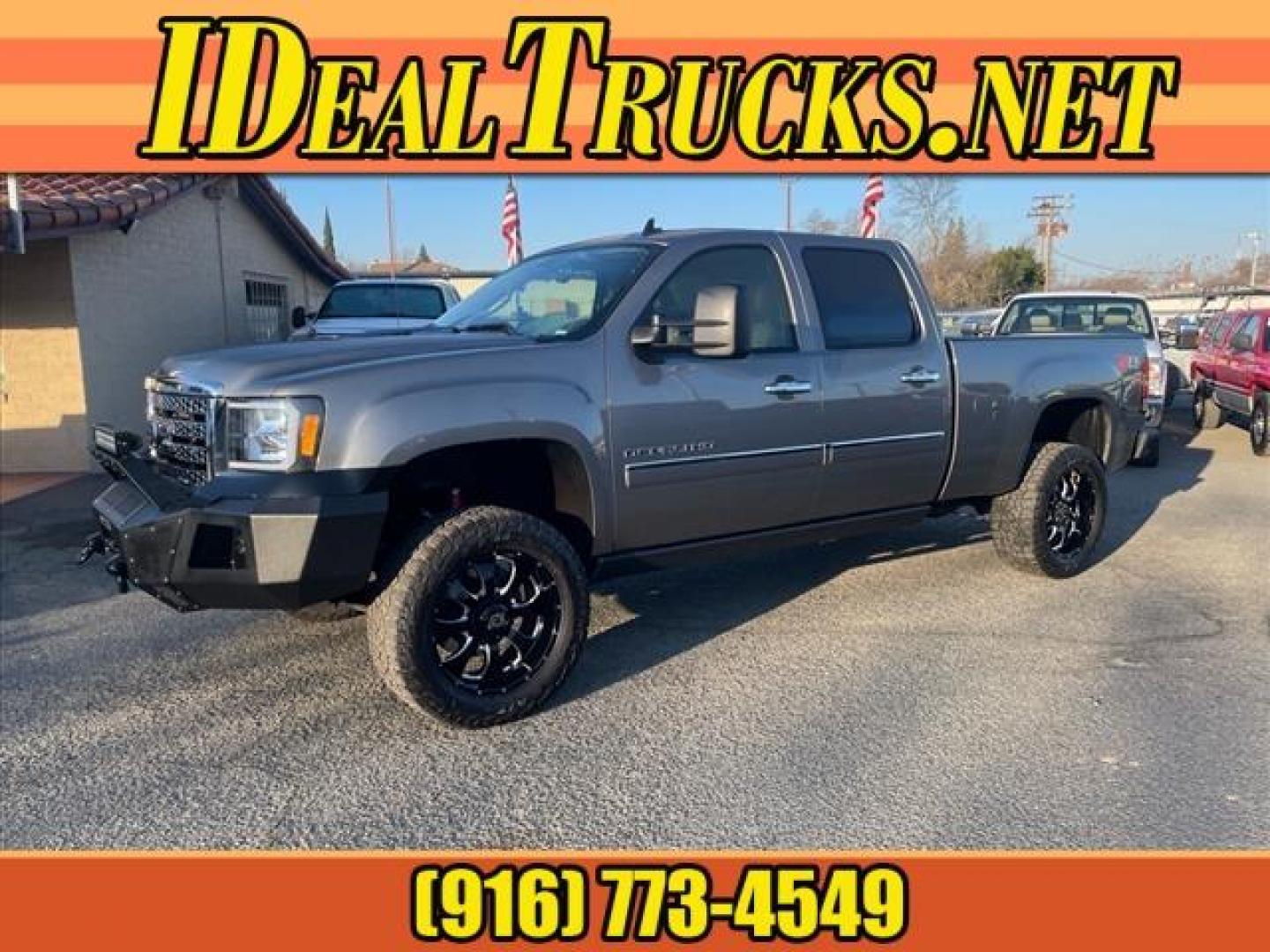 2014 Steel Gray Metallic GMC Sierra 2500HD Denali (1GT125E88EF) with an 6.6L Duramax 6.6L Diesel Turbo V8 397hp 765ft. lbs. Common Rail Direct Injection engine, Allison 1000 6-Speed Shiftable Automatic transmission, located at 800 Riverside Ave, Roseville, CA, 95678, (916) 773-4549, 38.732265, -121.291039 - Photo#0